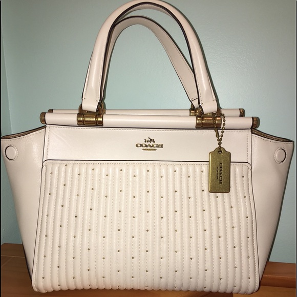 βοΈβοΈβοΈ3X HPβοΈβοΈβοΈ NWT π―% Authentic Coach Quilted Grace Satchel with Rivets - Picture 3 of 16